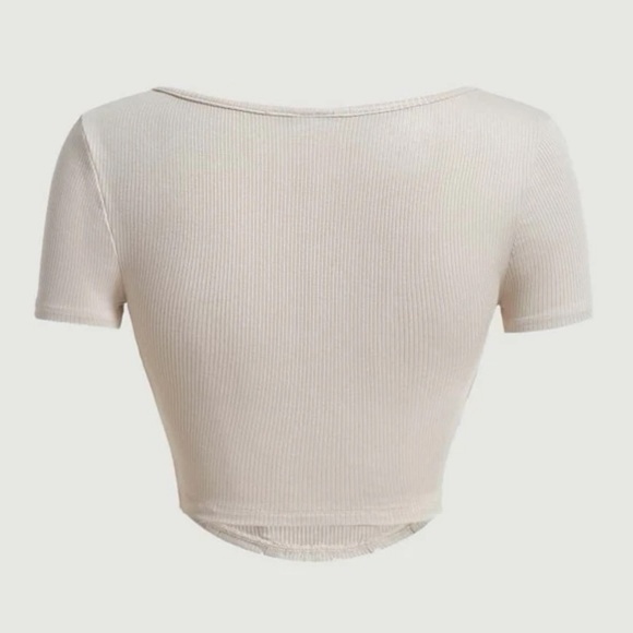 sweetheart neck knot front crop tee - Picture 2 of 4